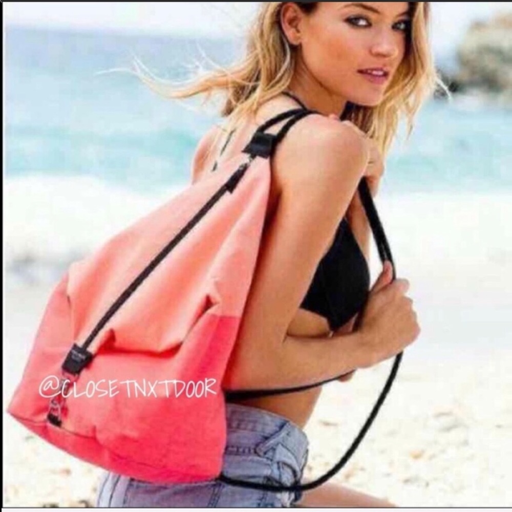 NEW Victoria’s Secret Pink Coral Backpack Beach Gym Bag